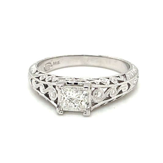 estate white gold diamond engagement ring