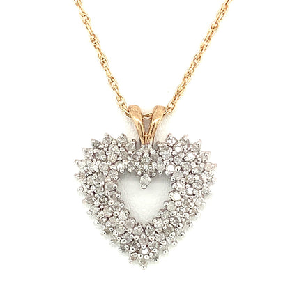 estate yellow gold diamond heart necklace