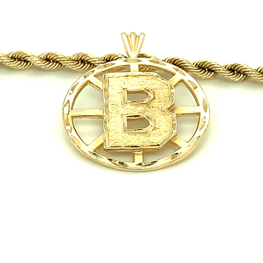 Boston Bruins Spoked "B" Estate Necklace in 14-Karat Yellow Gold