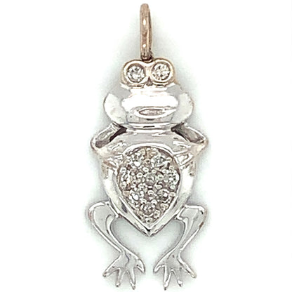 estate white gold frog pendant