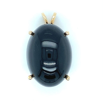 estate yellow gold black nephrite jade pendant