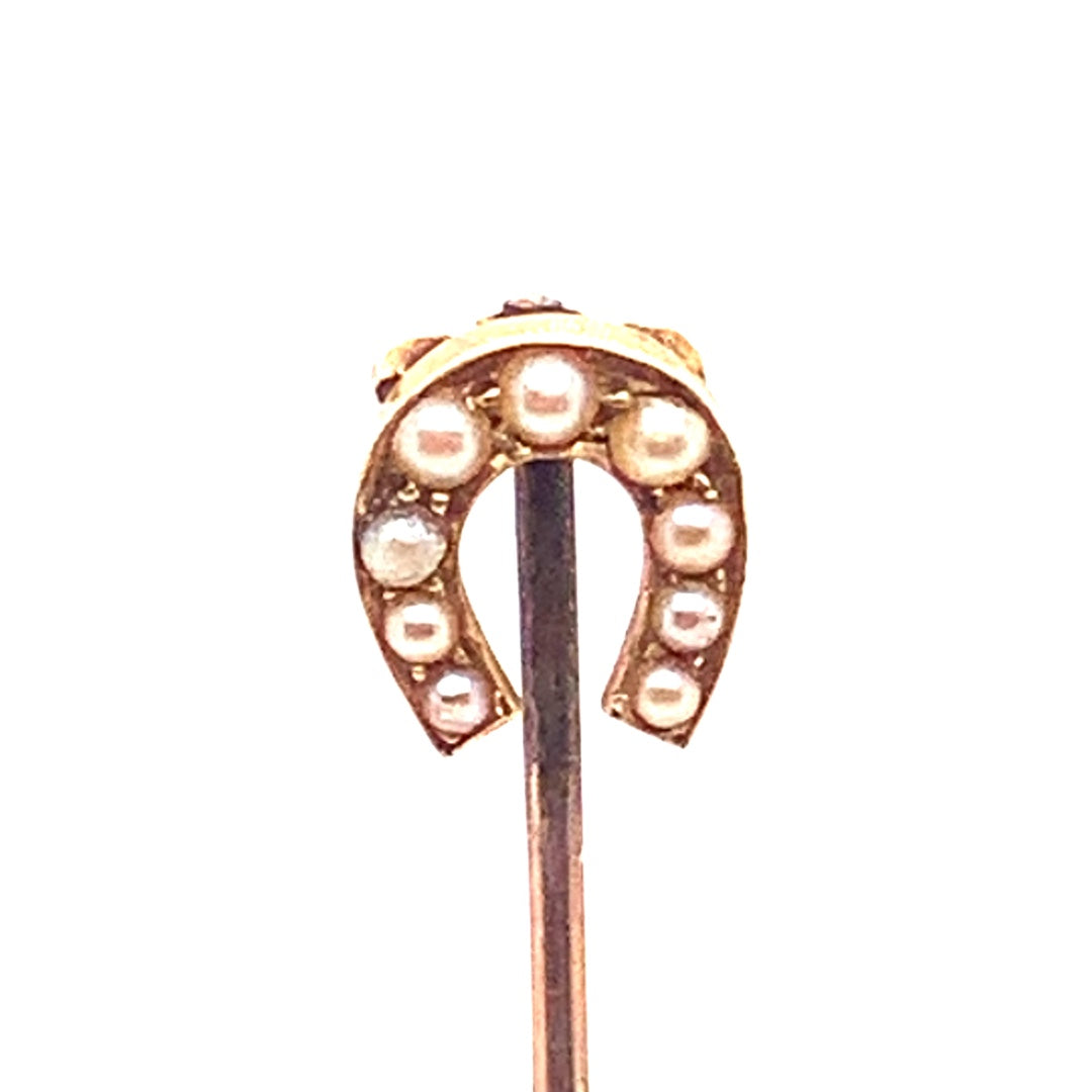 14-karat Yellow Gold Seed Pearls Horseshoe Pin