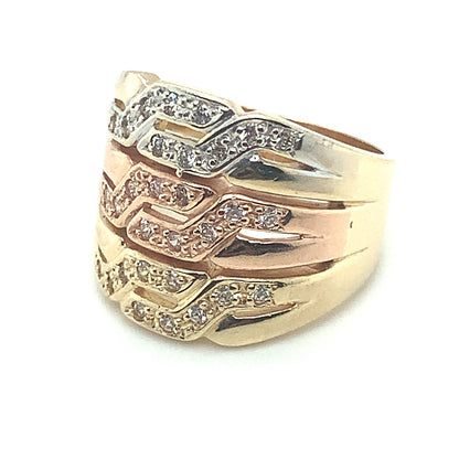 14-karat Yellow, Pink, and White Gold Cubic Zirconia Ring