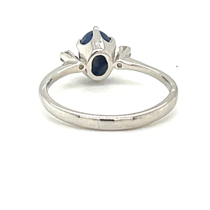 Star Sapphire and Diamond Estate Ring in 10-Karat White Gold