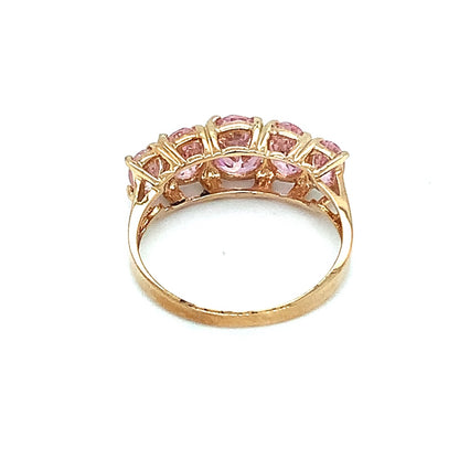Pink Cubic Zirconia Estate Ring in 10-Karat Yellow Gold