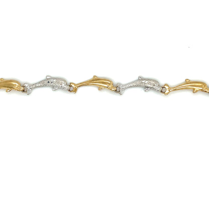 Dolphin Link Estate Bracelet in 14-Karat Yellow and White Gold