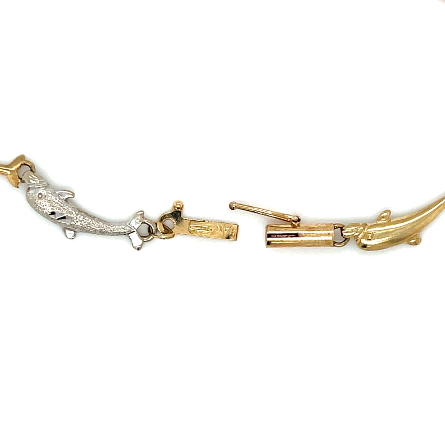 Dolphin Link Estate Bracelet in 14-Karat Yellow and White Gold