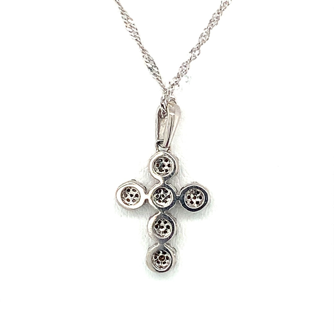 18-karat White Gold Diamond Cross Necklace
