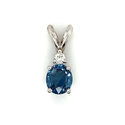 estate white gold blue sapphire diamond pendant