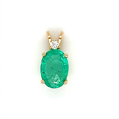 estate yellow gold emerald diamond pendant