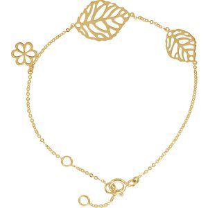 The Beatriz Bracelet – 14K Yellow Gold Floral 6 1/2 -7 1/2" Bracelet