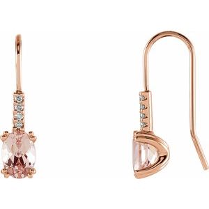 The Evelyn Earrings – 14K Rose Gold Natural Pink Morganite & .05 CTW Natural Diamond Earrings