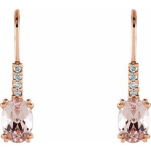The Evelyn Earrings – 14K Rose Gold Natural Pink Morganite & .05 CTW Natural Diamond Earrings