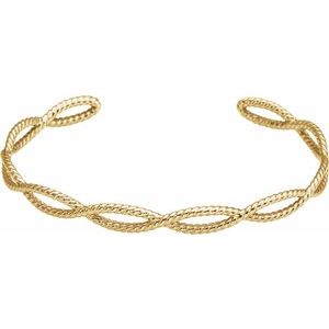 The Beth Bracelet – 14K Yellow Gold Rope Cuff 7" Bracelet