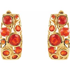 The Hannah Earrings – 14K Yellow Gold Natural Mexican Fire Opal Hoop Earrings