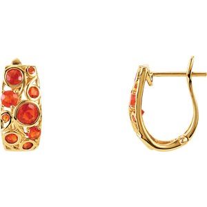 The Hannah Earrings – 14K Yellow Gold Natural Mexican Fire Opal Hoop Earrings