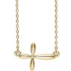 The Piper Necklace – 14K Yellow Gold Sideways Cross 16-18" Necklace