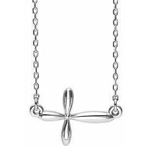 The Piper Necklace – Sterling Silver Sideways Cross 16-18" Necklace