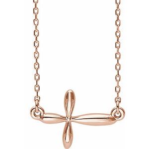 The Piper Necklace – 14K Rose Gold Sideways Cross 16-18" Necklace