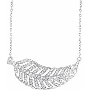 The Haizley Necklace -- 14K White 3/8 CTW Natural Diamond Leaf 16-18" Necklace