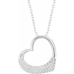 The Irene Necklace – 14K White Gold 1/5 CTW Natural Diamond Heart 16-18" Necklace