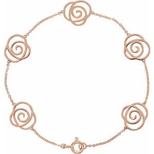 The Julianna Bracelet – 14K Rose Gold Floral Station 7" Bracelet