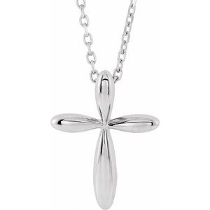 The Gail Necklace -- 14K White 14.65x11.2 mm Cross 16-18" Necklace