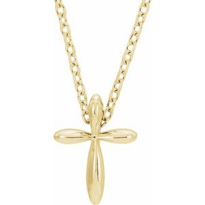 The Kaitlynn Necklace – 14K Yellow Gold 10 x 7.72 mm Cross 16-18" Necklace