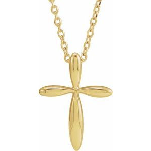 The Gail Necklace – 14K Yellow Gold 14.65 x 11.2 mm Cross 16-18" Necklace