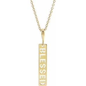 The Jayne Necklace – 14K Yellow Gold Blessed Bar 16-18" Necklace