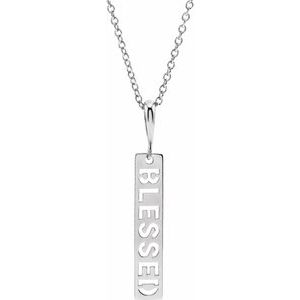 The Jayne Necklace – 14K White Gold Blessed Bar 16-18" Necklace