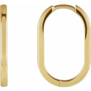 The Olivia Earrings – 14K Yellow Gold Elongated Oval 20 mm Hoop Earrings