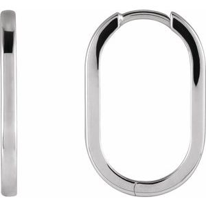 The Olivia Earrings – Platinum Elongated Oval 20 mm Hoop Earrings